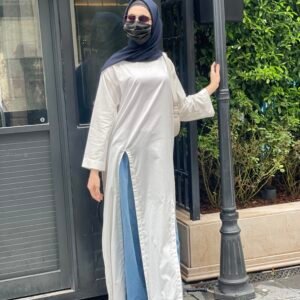 pure white cotton cut long shirt
